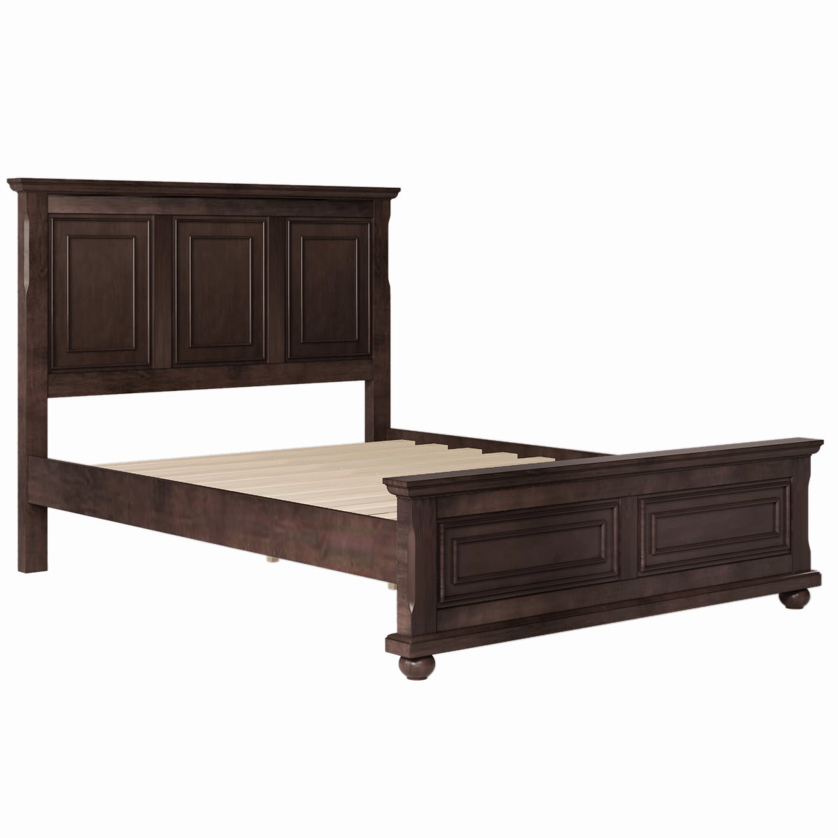 variant-group:rf-n701bs701p422959d|Roomfitters Queen Size Bed Frame with Paneled Headboard and Footboard, Traditional Wooden Platform Bed Frame, Brown