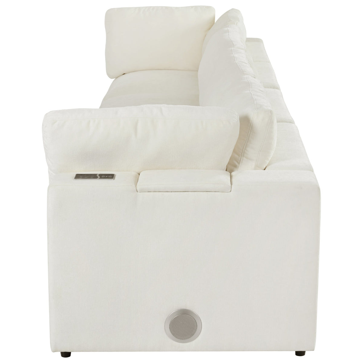 Roomfitters 133.5" Upholstered Modular Sectional Sofa with Storage Space and Built-in USB Charging for Living Room, Beige Roomfitters