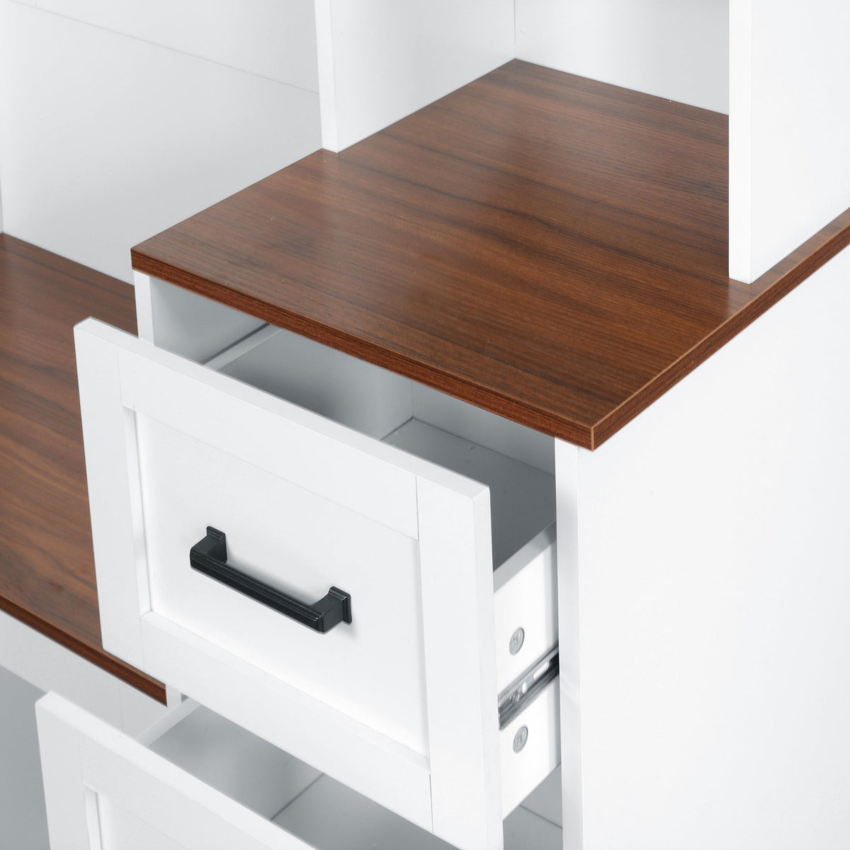 Roomfitters Modern Entryway Bench with Coat Rack, Hooks, Drawers and 3 Shelves, 40.2" Hall Tree, White Roomfitters