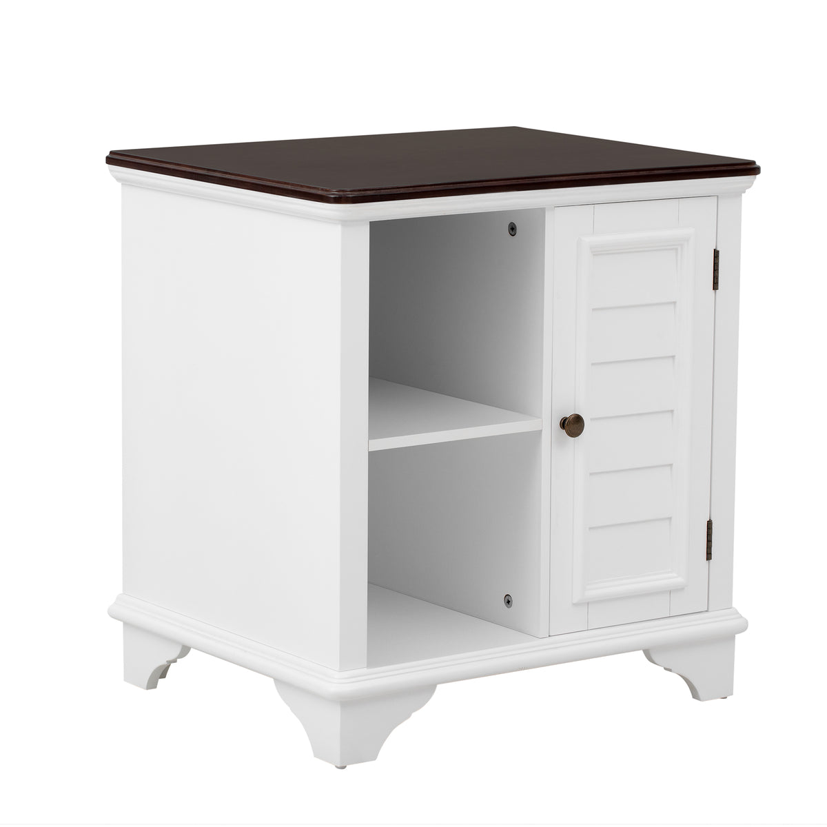 variant-group:rf-n724p401353k|Roomfitters American Style Louvered Side End Table with 2 Grass Storage Baskets, White