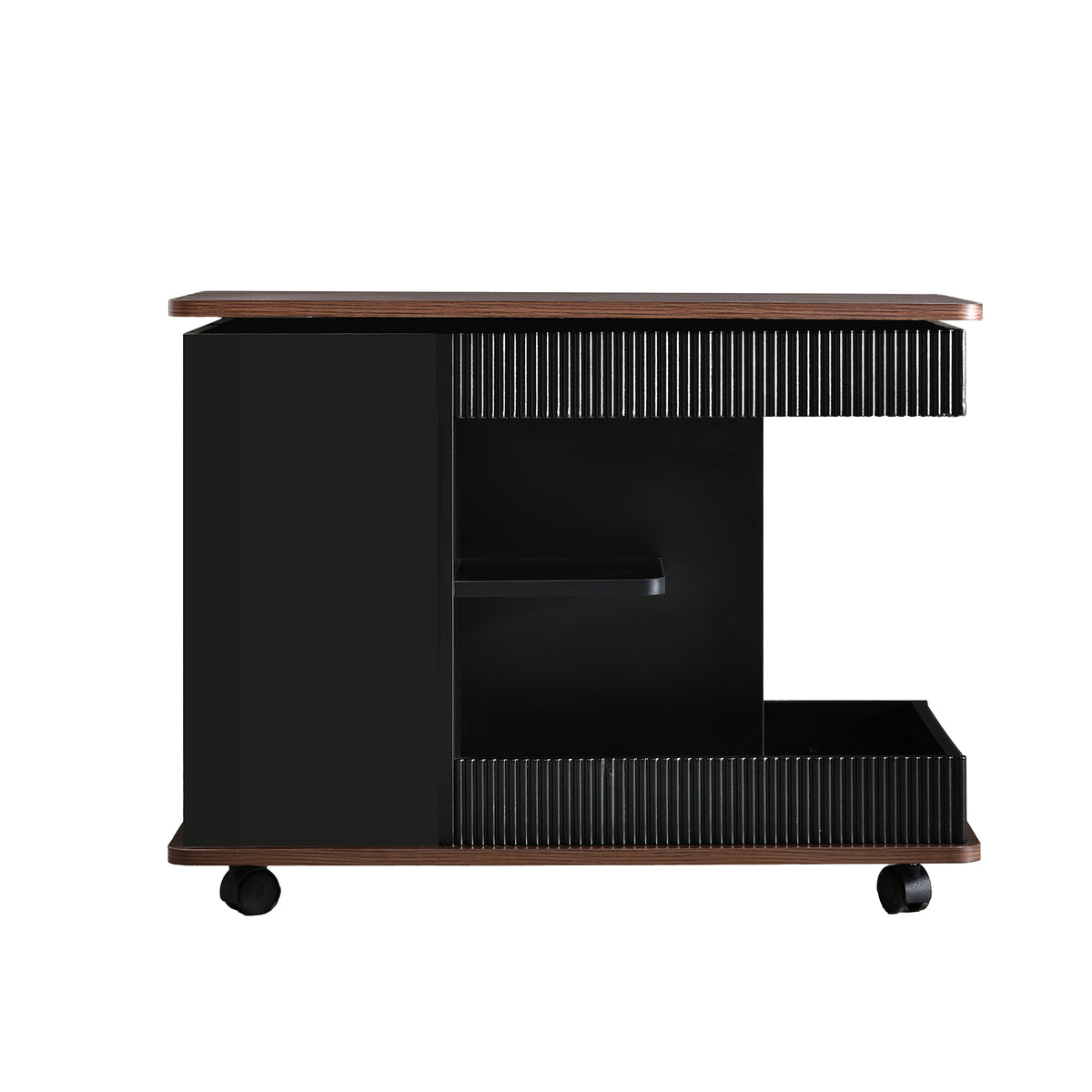 variant-group:rf-n724p292505b|Roomfitters Adjustable Sofa Side Table with Lift-Top, Rotating Surface and Storage on Wheels for Small Spaces, Black