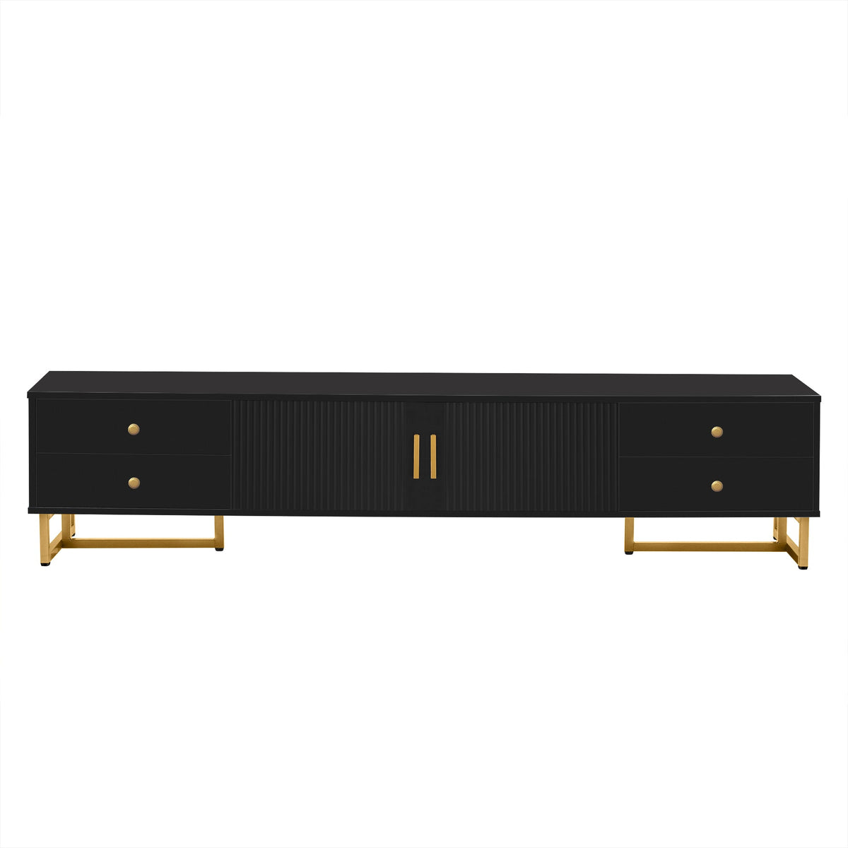 Roomfitters Modern TV Stand for 65 Inch TV and Above, Entertainment Console Cabinet with Storage Compartments, Black Roomfitters