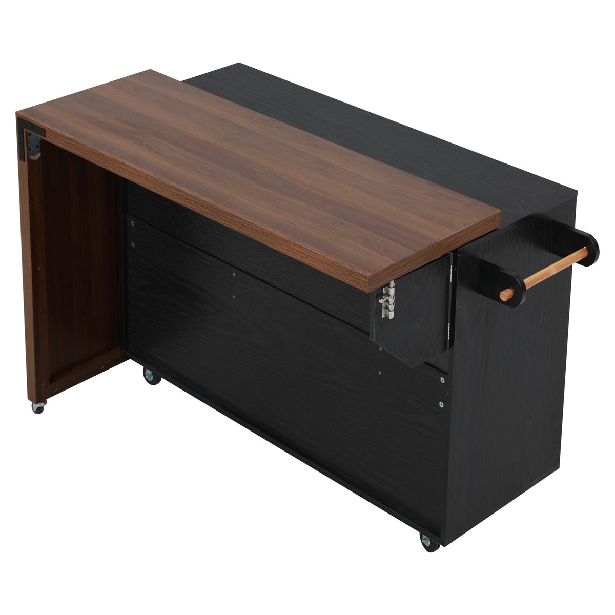 variant-group:rf-n707s000026b|Roomfitters 102.3" Kitchen Island with Tilt Out Trash Can Cabinet, Rolling Storage Cart, Slide-out Spice Rack, Black
