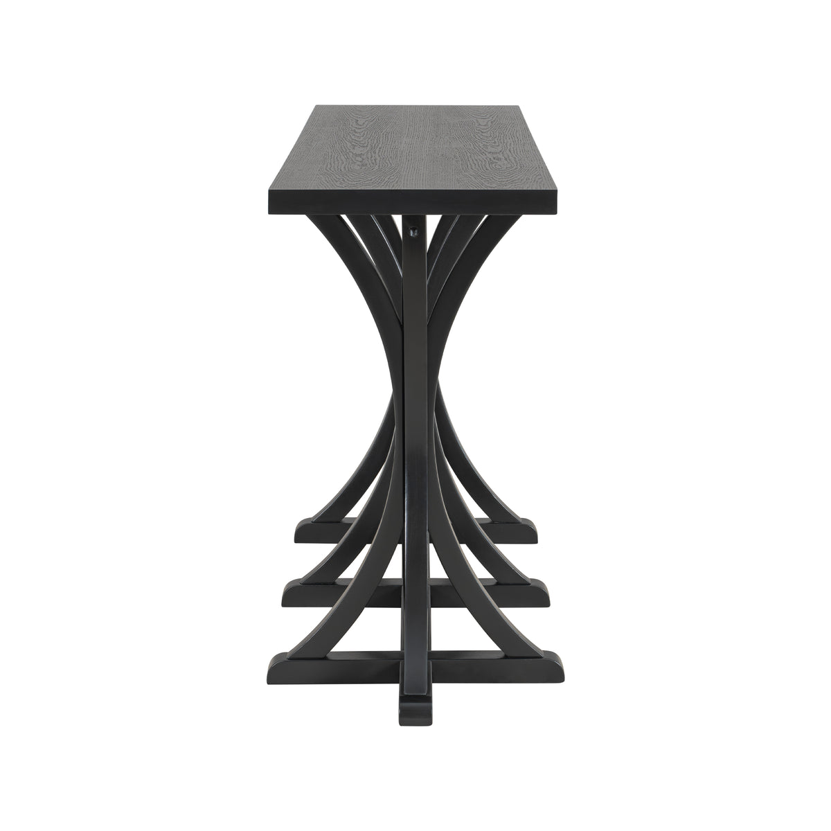 variant-group:rf-n711p295300b|Roomfitters 59.8" Console Table with Oak Veneer Top, Modern Arched Leg Entryway Sofa Table for Hallway & Living Room, Black