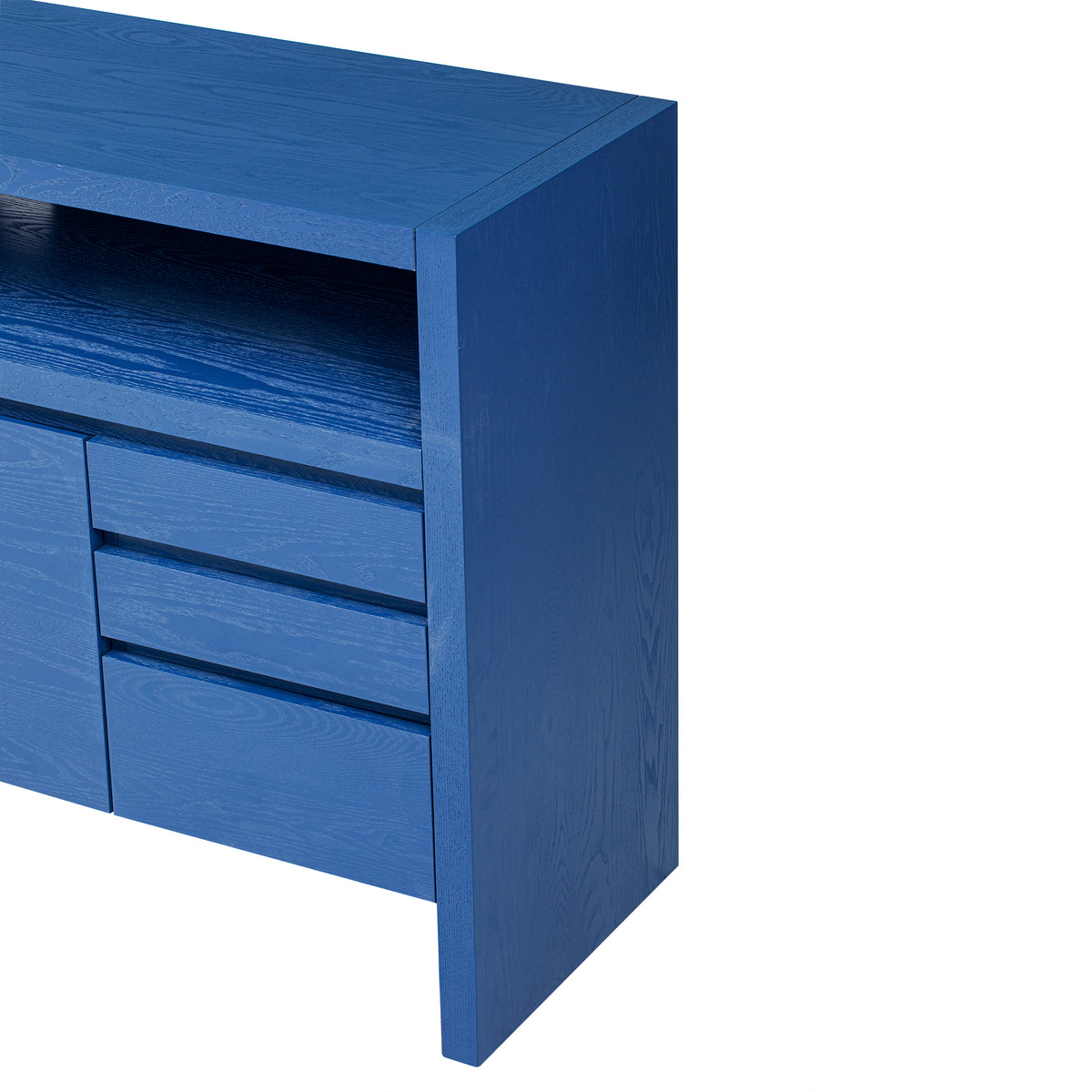 variant-group:rf-n711p289141v|Roomfitters 60" Modern Solid Wood Veneer Sideboard with 3 Doors & 3 Drawers, Open Shelf & Cable Cutout, Large Storage Cabinet for Dining, Hallway, Living Room, Navy Blue