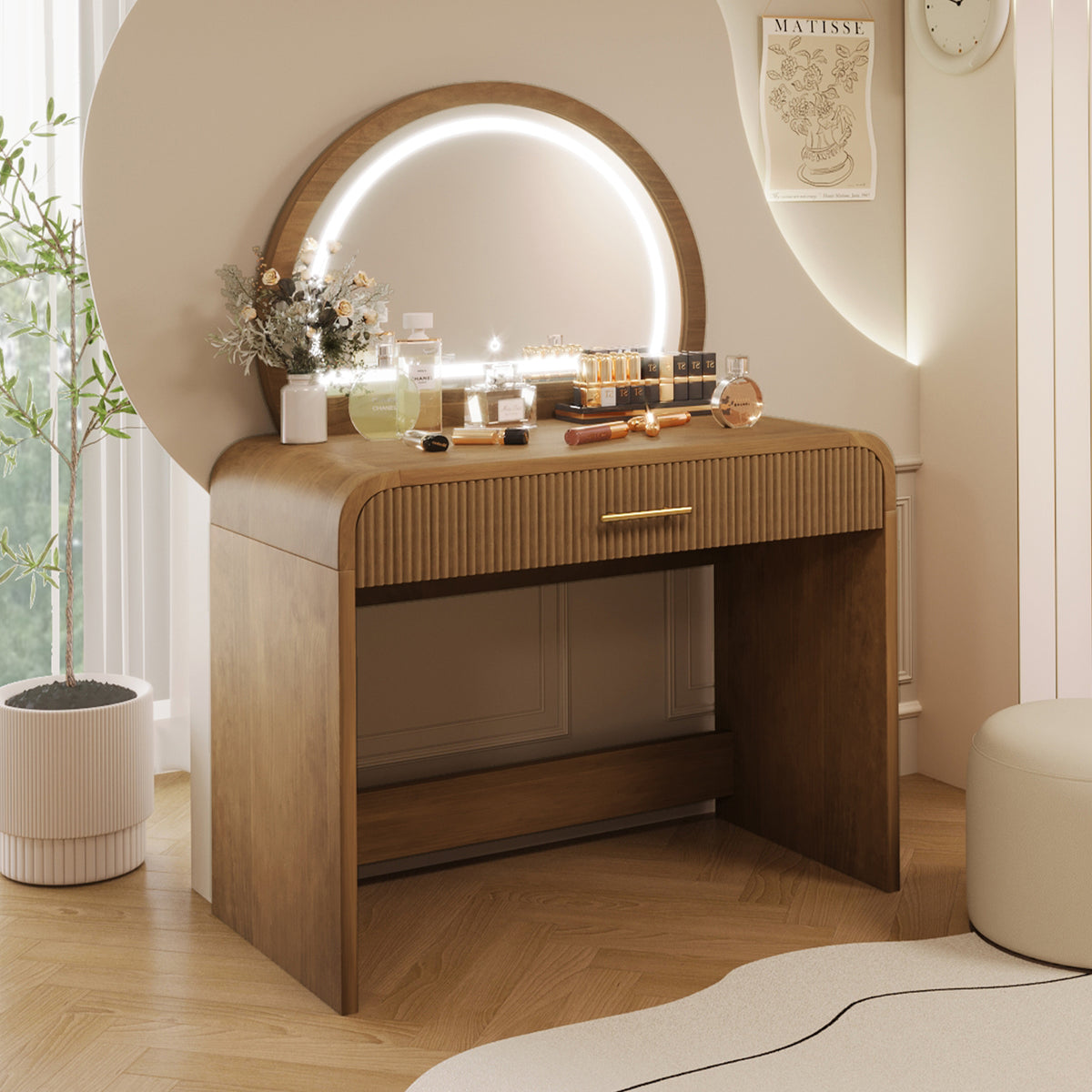 variant-group:rf-n704p196658p|Roomfitters 39-Inch Makeup Vanity Table with Touch Screen Lighted Mirror, Dressing Table with Drawer for Bedroom, Espresso