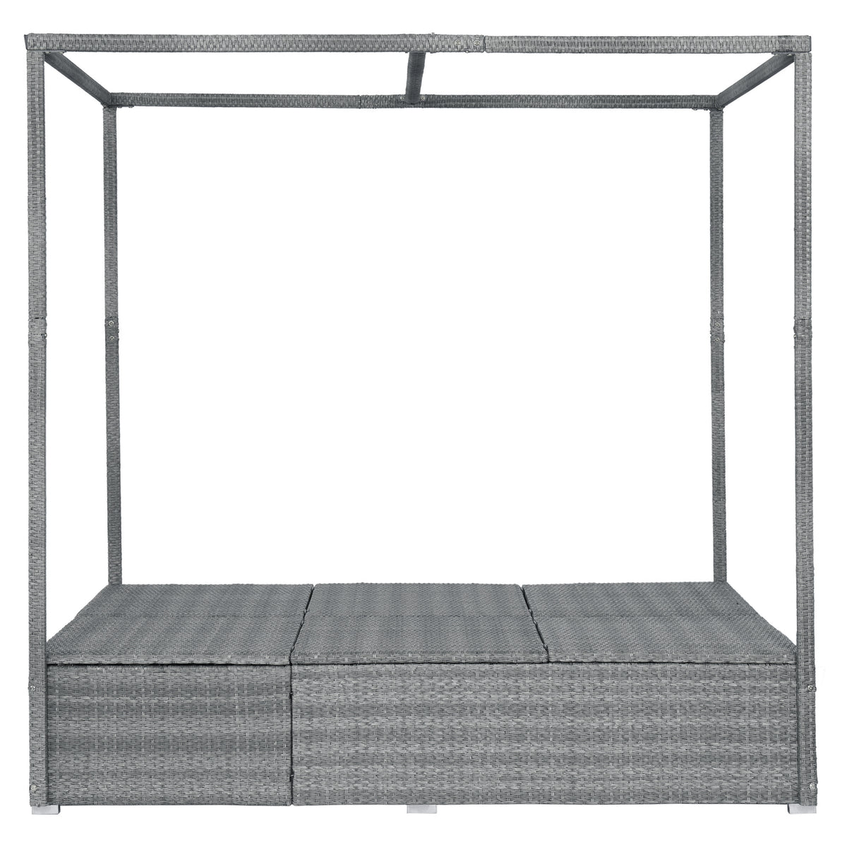 variant-group:rf-n711wy000471aac|Roomfitters Modern Tropical Dark Blue PE Rattan Outdoor Double Sun Lounger, Patio Daybed, Adjustable Recline, Canopy