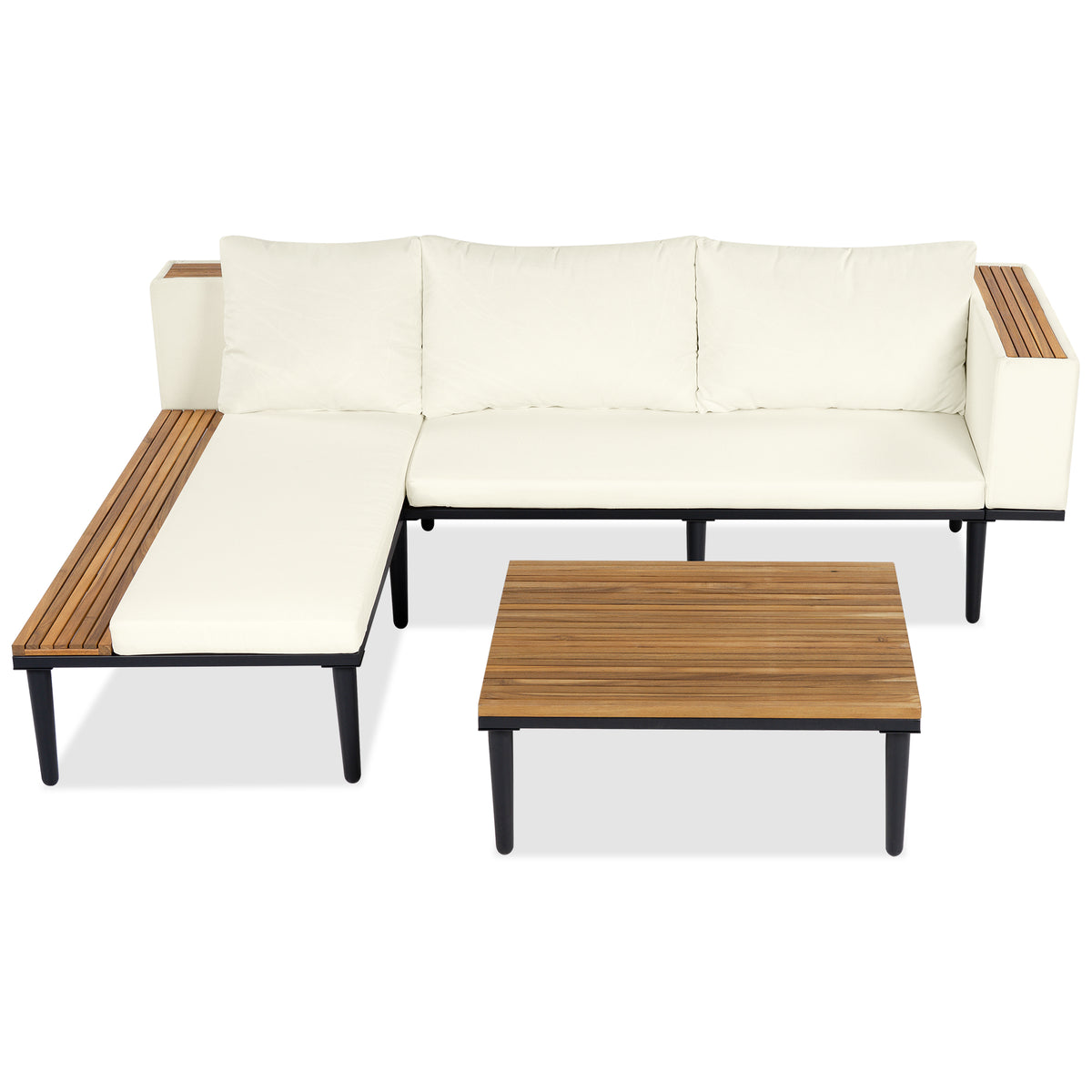 variant-group:rf-n704f201251a|Roomfitters L-Shaped Outdoor Sectional Sofa Set with Built-in Wood Side Tables and Coffee Table, Patio Conversation Set, Beige