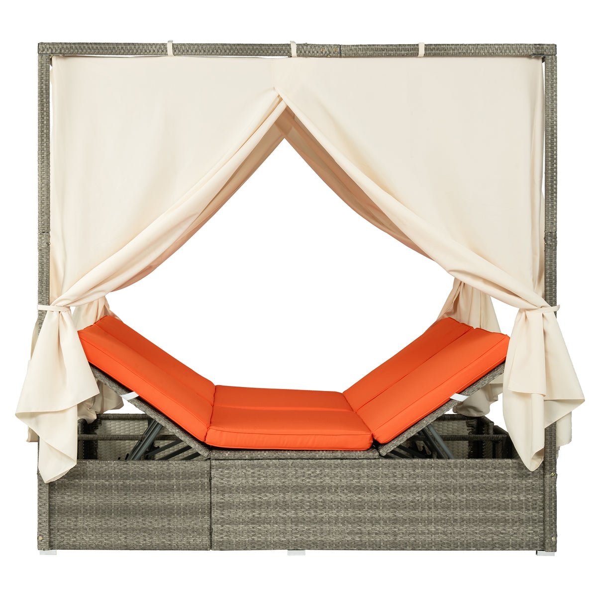 variant-group:rf-n711wy000437aao|Roomfitters Outdoor Canopy Daybed with Cushions, Hidden Storage, Adjustable Lounge Chair, Retractable Canopy, for Patios, Orange