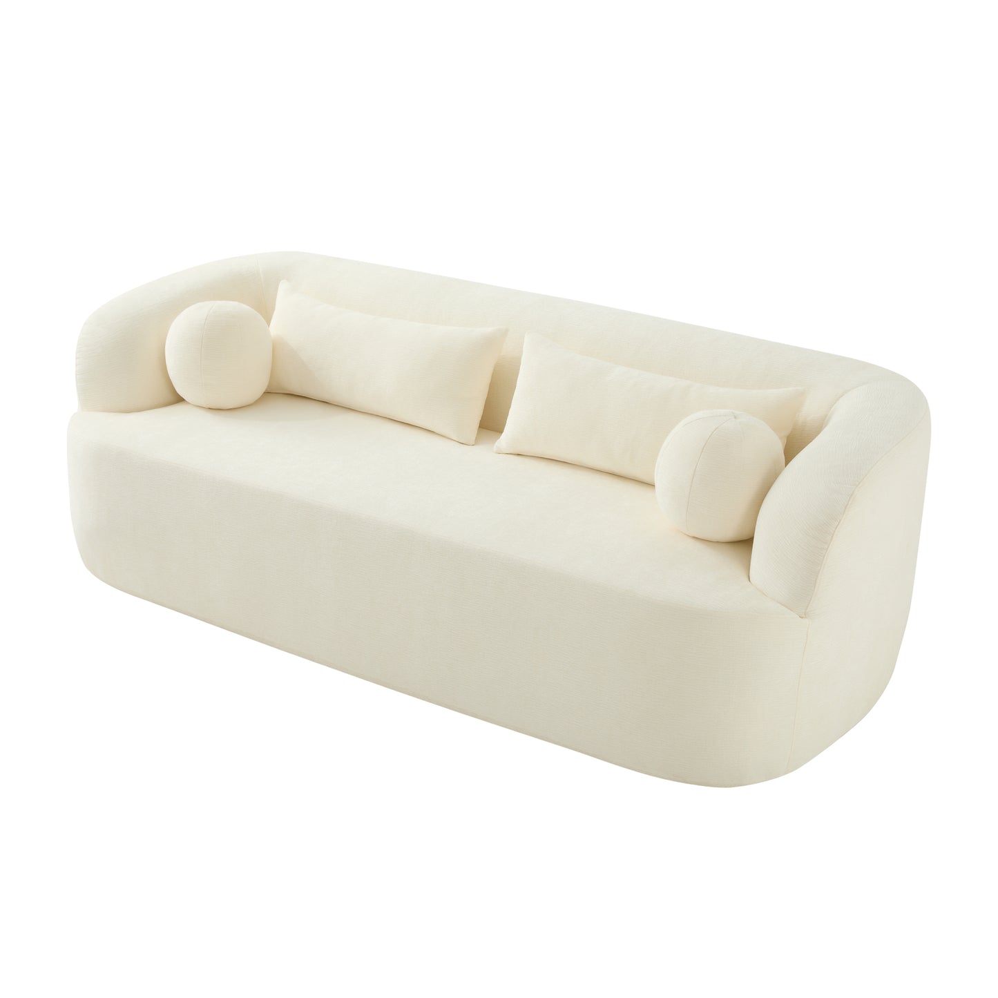 variant-group:rf-n723p404465a|Roomfitters 86 Inch Modern Curvy Sofa, 3-Seater Rounded Upholstered Couch with Plush Throw Pillows for Living Room, Beige