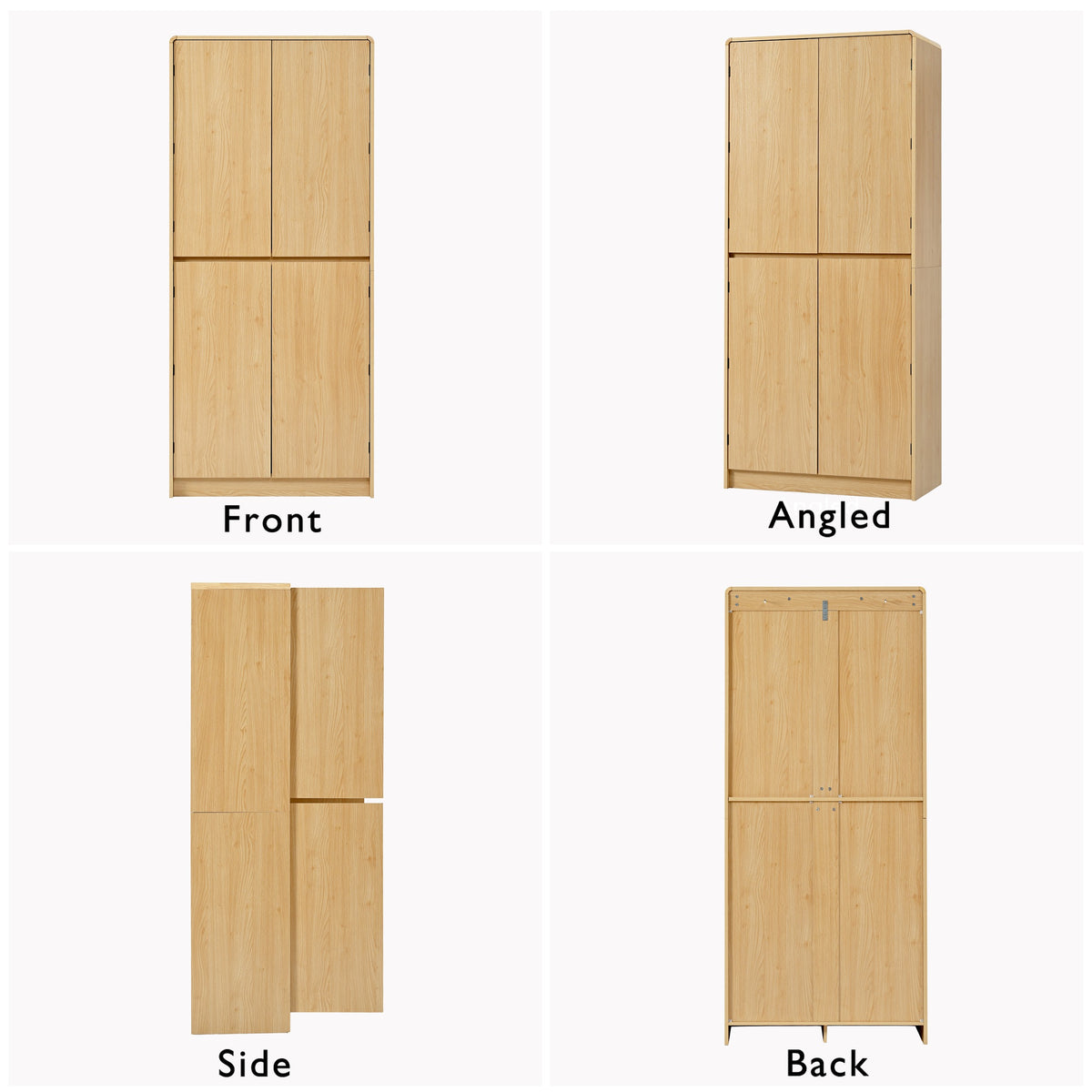variant-group:rf-n707s000021y|Roomfitters 72" Tall Farmhouse Kitchen Pantry Cabinet with Curved Profile & 8 Door Shelves, Natural Oak