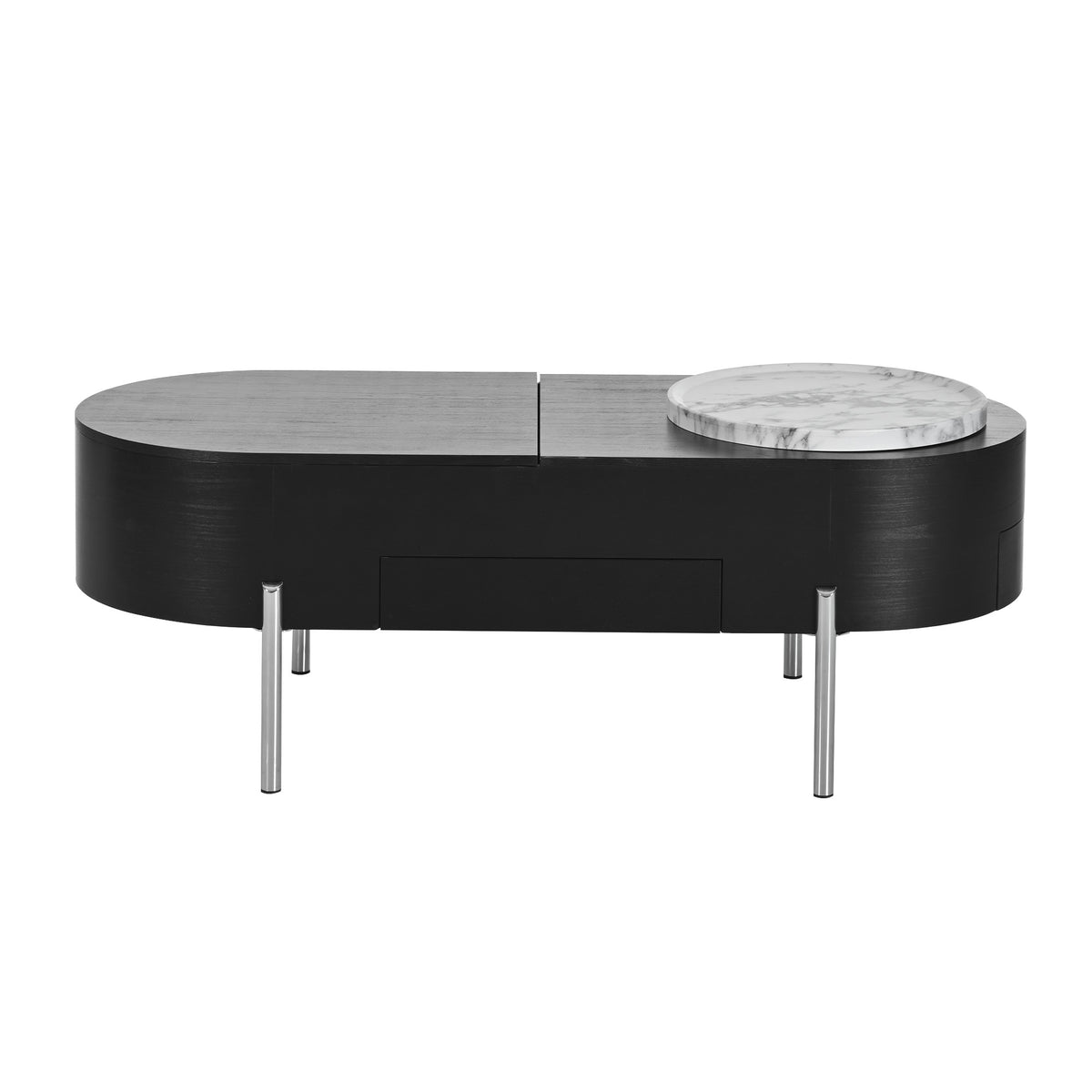 variant-group:rf-n724p228920b|Roomfitters Lift Top Oval Coffee Table with Rotating Marble Tray and Hidden Compartment, Black
