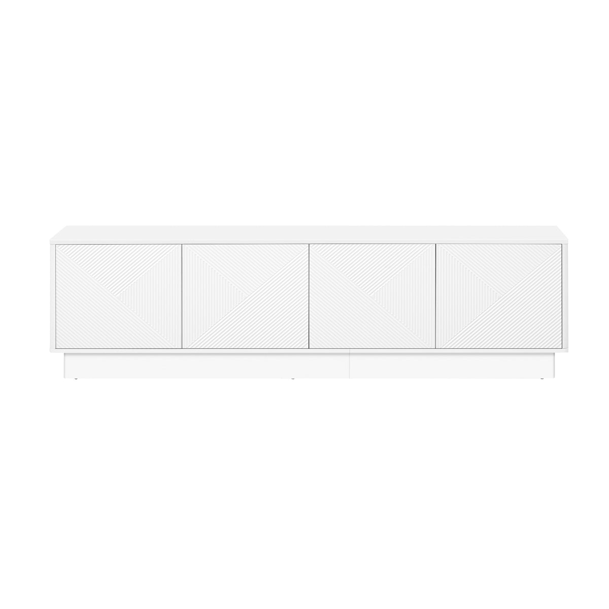 variant-group:rf-n724p426846k|Roomfitters Stylish 4-Door Wave Design TV Console with 16-Color USB LED Light, White