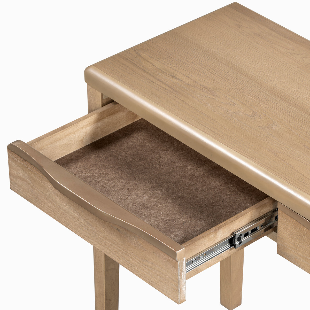variant-group:rf-n711p401926n|Roomfitters Light Luxury Natural Oak Veneer Console Table with 3 Wavy Curved Drawers and Soft Rounded Corners