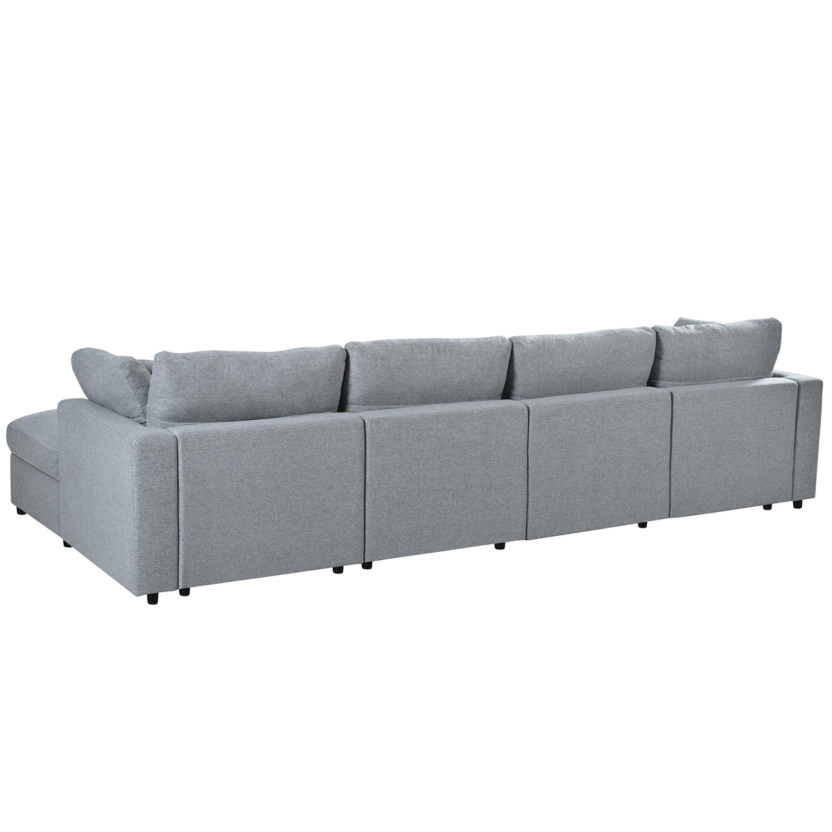 variant-group:rf-n711wy000474aae|Roomfitters 128.2-Inch Customizable U-Shaped Sectional Sofa, 6-Seater Chenille Couch, 2 Movable Ottomans, Pit Lounge, Grey