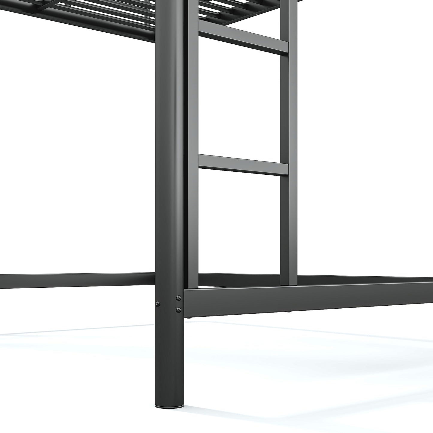 variant-group:rf-w1580p455015|Roomfitters Full Size Metal Loft Bed Frame with Guardrails, Heavy Duty Space Saving High Loft Bed Dual Ladders, Black