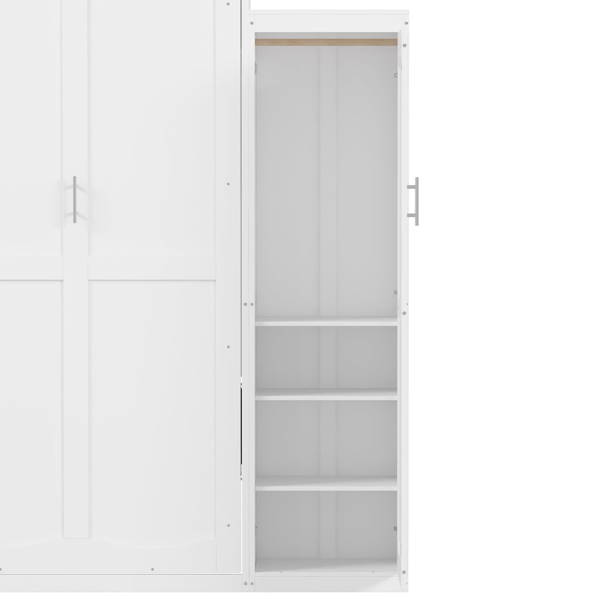Roomfitters Queen Murphy Bed with Storage Cabinets and Shelf, Foldable Wall Bed Platform for Guest Room and Bedroom, White Roomfitters