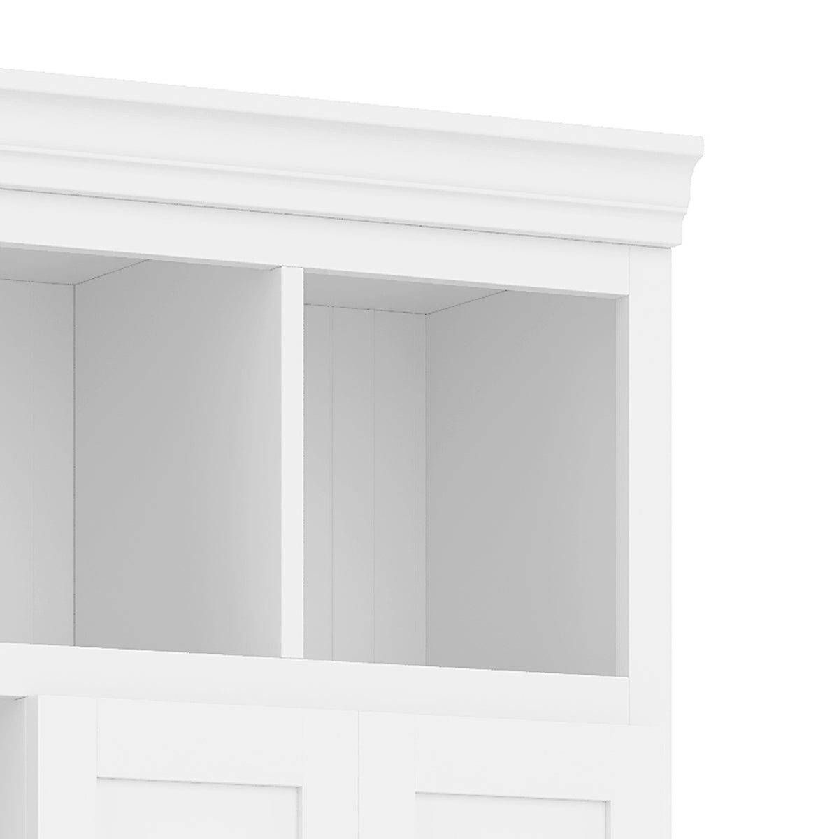 variant-group:rf-n724sj000139aak|Roomfitters 78.7" Hall Tree with Bench, 5 Cubbies, 4 Doors, 5 Drawers, Adjustable Shelves, White
