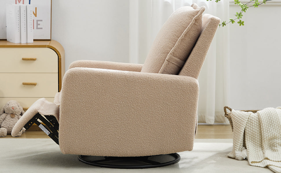 variant-group:rf-n701p348238o|Roomfitters Swivel Rocker Recliner Chair, Glider Rocking Armchair, Teddy Fleece Nursery Reclining Lounge Accent Chair, Oatmeal