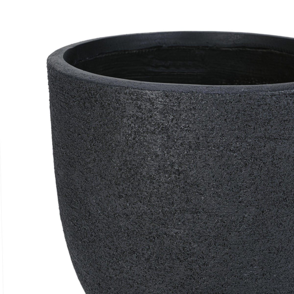 variant-group:rf-n711p406670b|Roomfitters Lightweight Matte Textured MGO Planter Set, 3-Piece Graduated Flower Pots, Black Concrete-Look Stackable