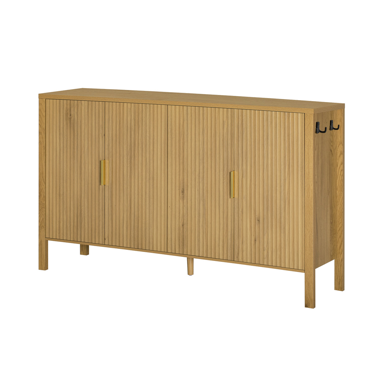 variant-group:rf-n711p345170o|Roomfitters 57.5" Sideboard Buffet Cabinet with 3 Door Mid-century Modern Fluted Storage for Kitchen & Dining Room, Natural