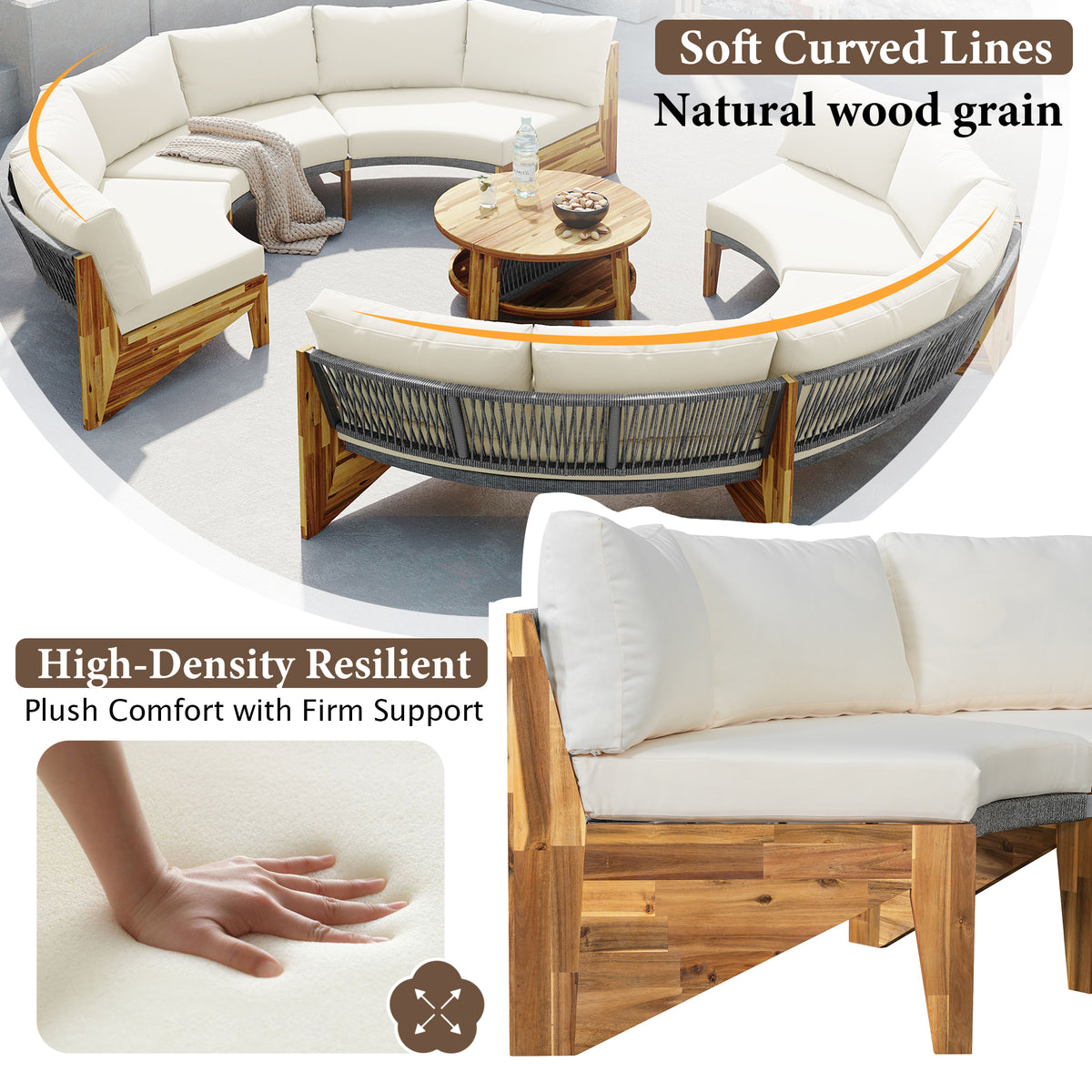 variant-group:rf-n711wy000468aaa|Roomfitters 3-Piece Outdoor Sofa Set for 6, Half-Moon Patio Conversation Set, Beige Cushions, Rope Woven Steel Sectional