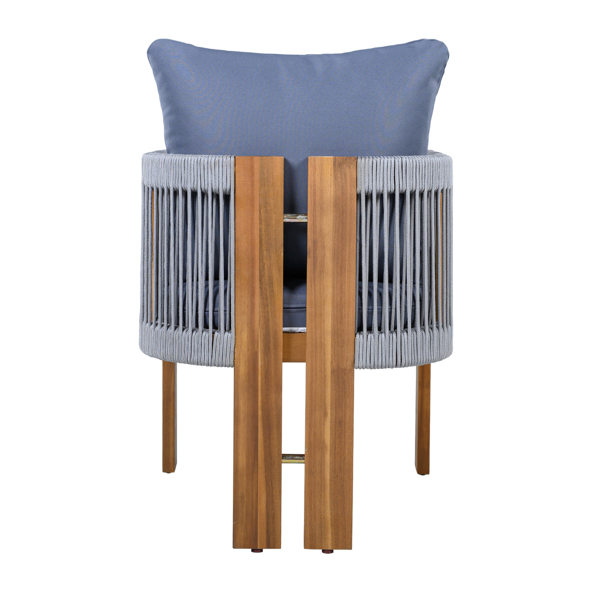 variant-group:rf-n711wy000496aae|Roomfitters 5-Piece Rope Woven Outdoor Dining Set, Farmhouse Solid Acacia Table, 4 Chairs Pack, Brown and Grey