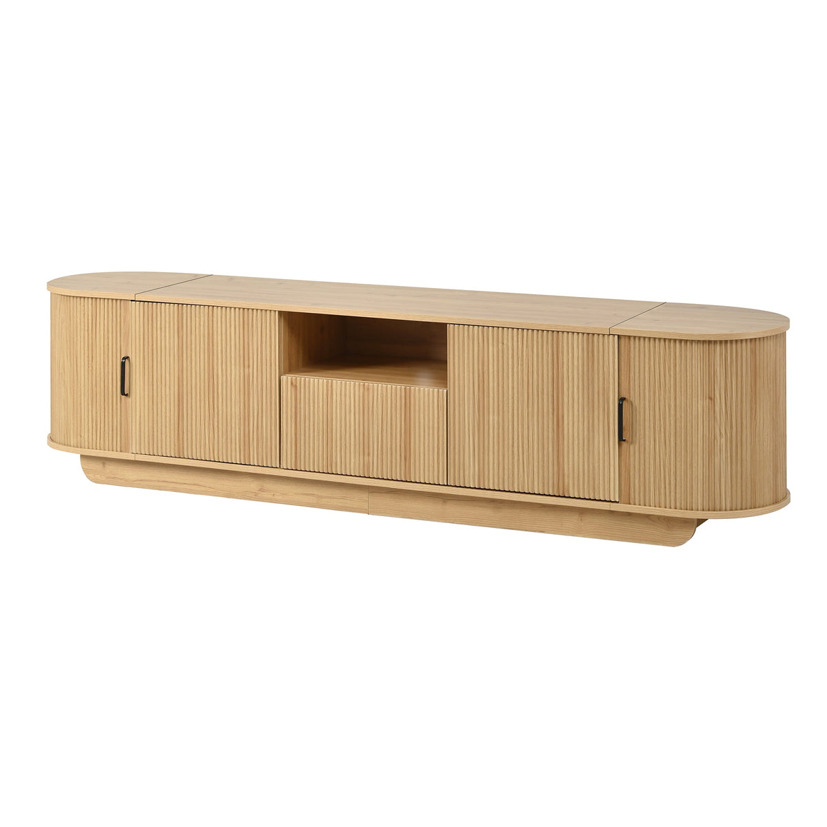 Roomfitters American Style TV Stand Console with Hidden Sliding Doors, Acacia Wood Roomfitters