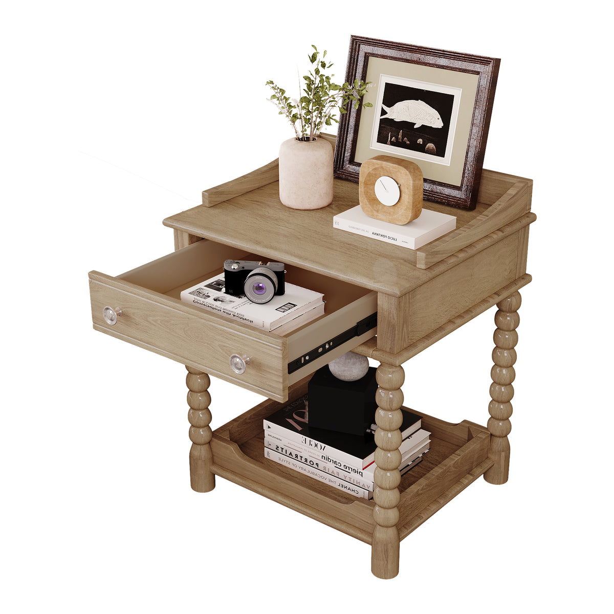 variant-group:rf-n733p206240m|Roomfitters Retro Nightstand Bedside Table with Open Shelf and Storage Compartment, Metal Handle Accent, Natural
