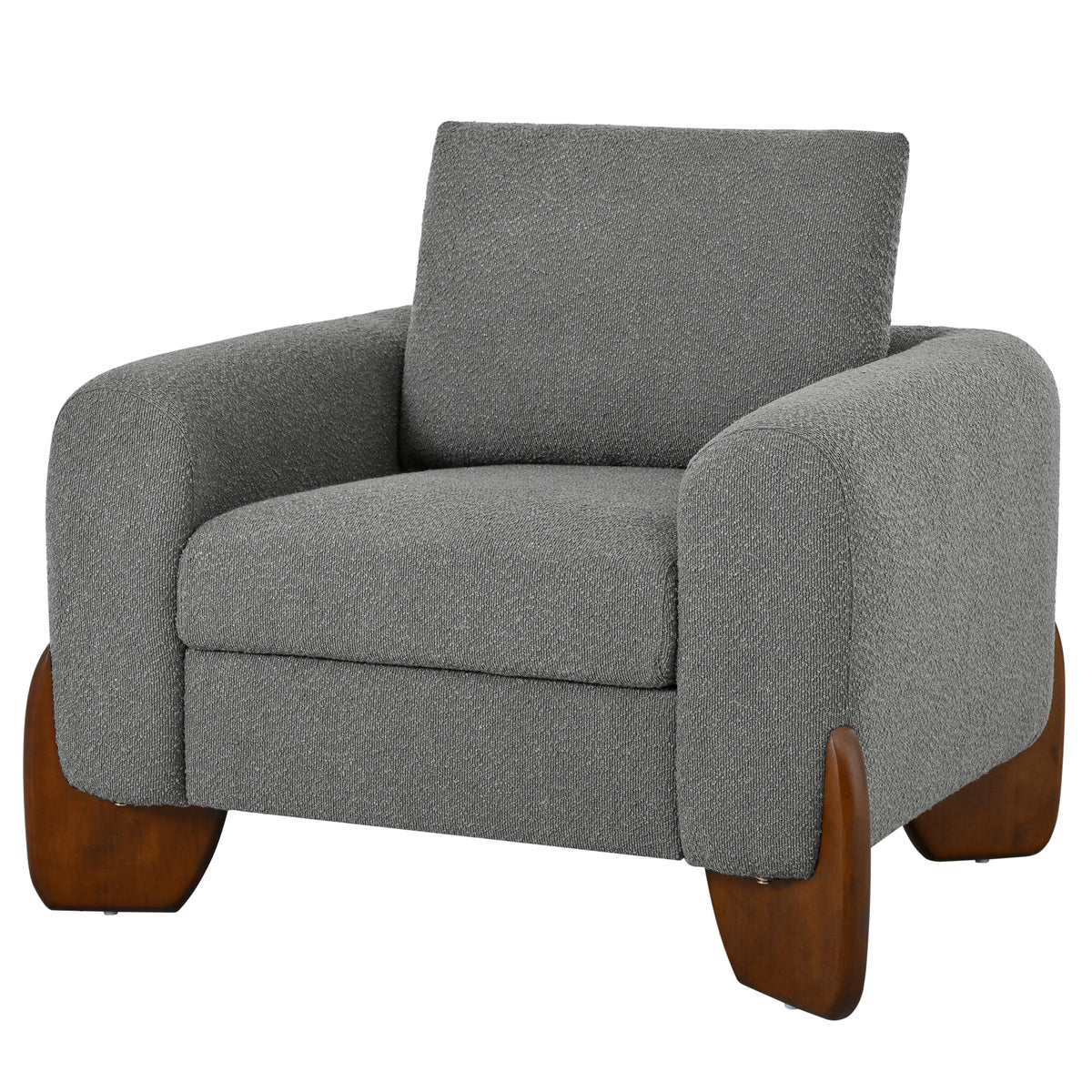 variant-group:rf-n711wy000479aae|Roomfitters Modern 3-Piece Living Room Sofa Set, Bouclé Fabric Loveseat and 2 Armchairs Pack, Grey Pinewood Lounge