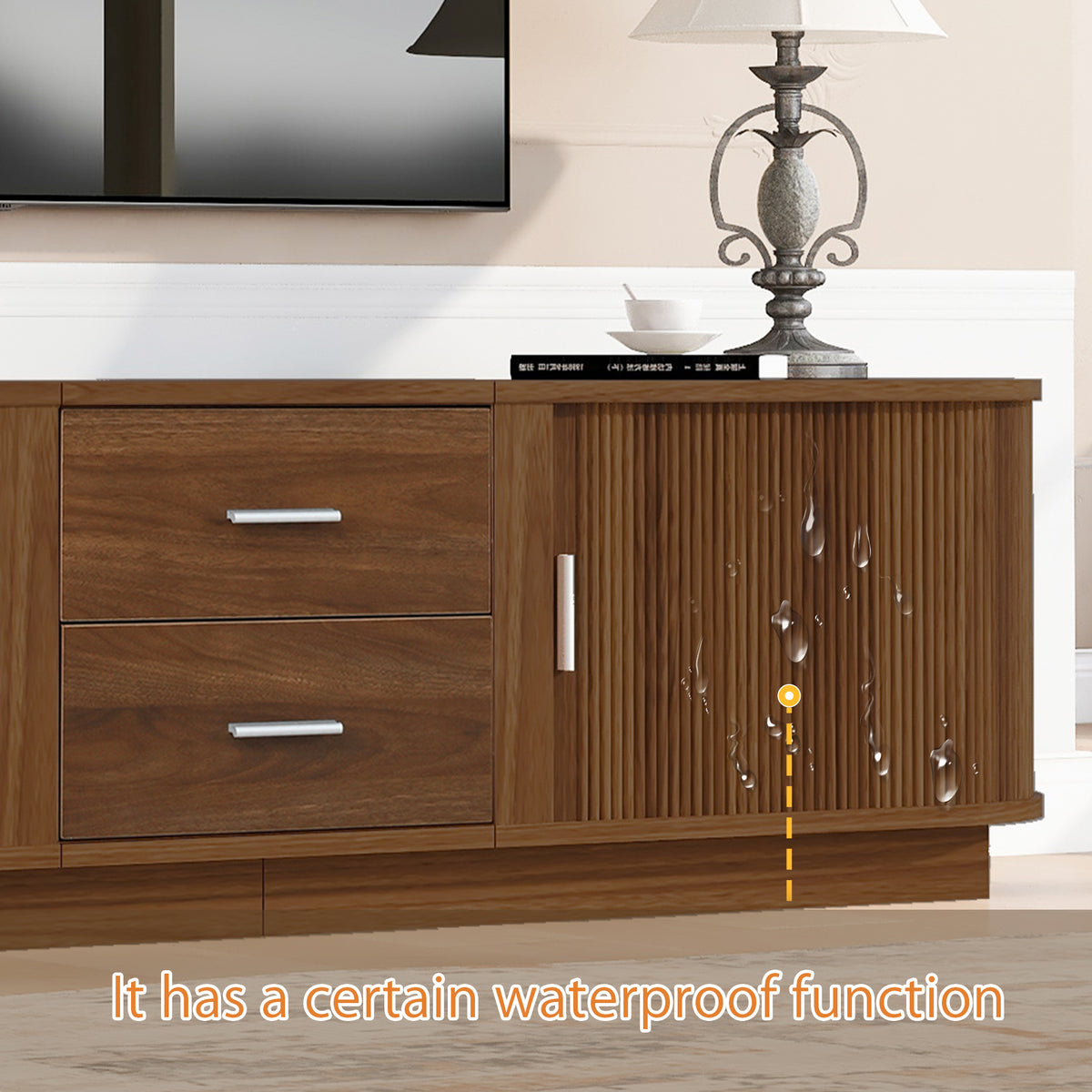 variant-group:rf-n724p420639d|Roomfitters Modern Entertainment Center Console Table with 2 Central Drawers, Antique Brown