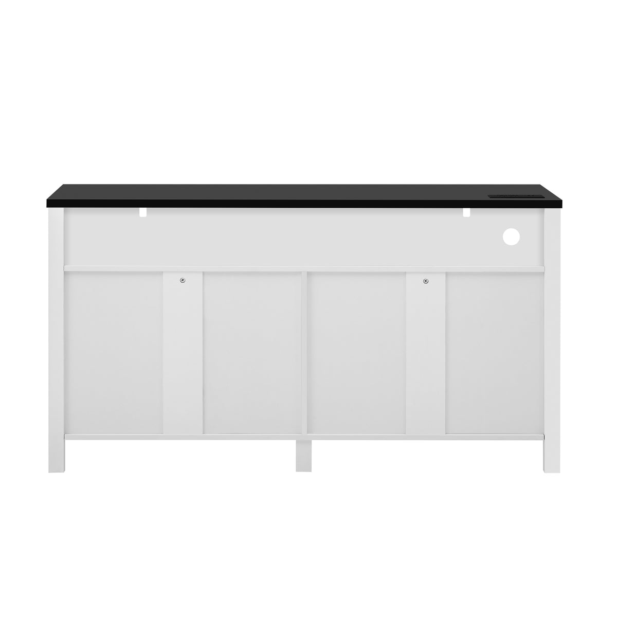 variant-group:rf-n711p347407k|Roomfitters 59" Sideboard Buffet Cabinet with 4 Door & Open Storage, Modern Farmhouse Industrial Coffee Bar Station, White+Black
