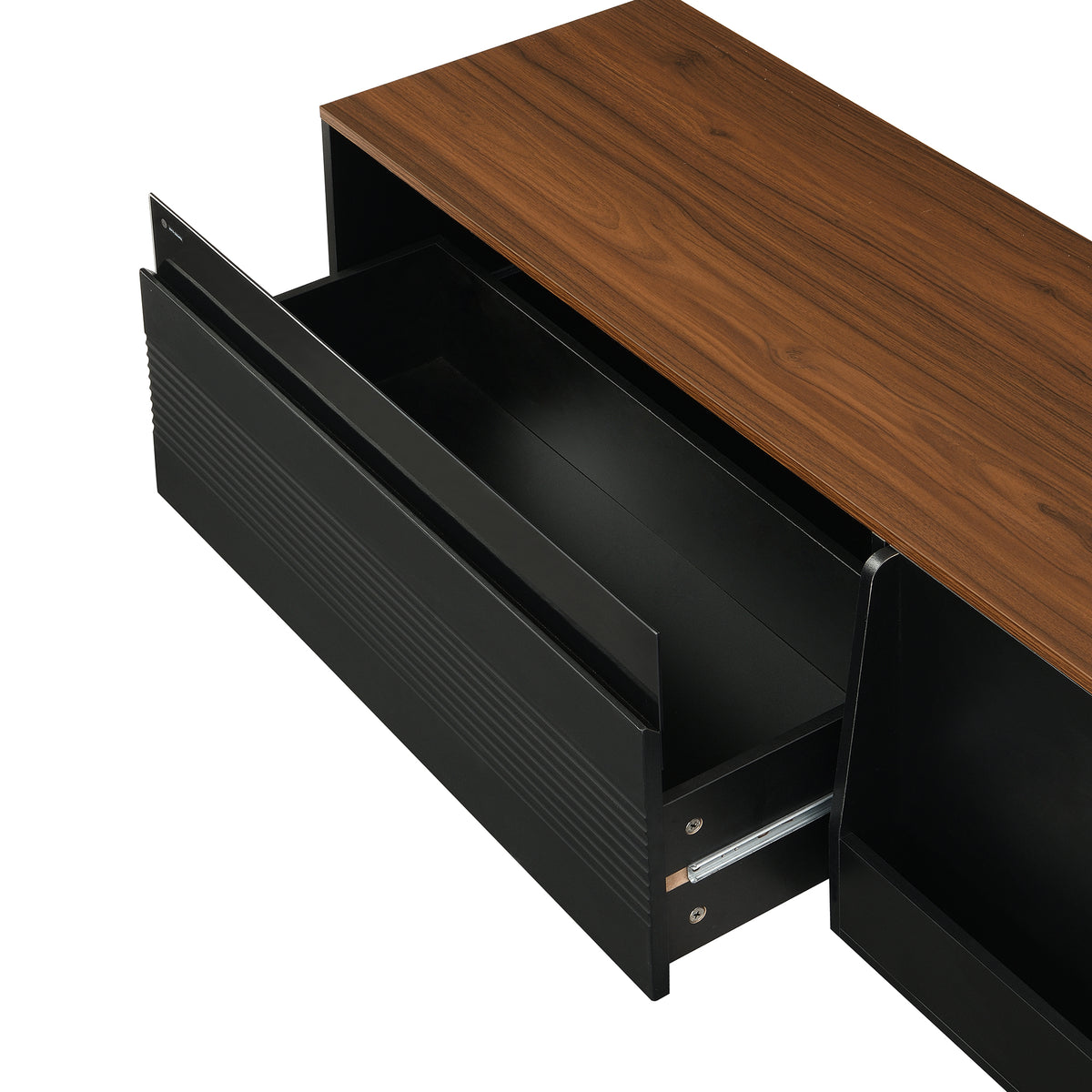 variant-group:rf-n724p360370b|Roomfitters Mid-Century Modern 70" TV Stand Console with Sliding Doors, Black