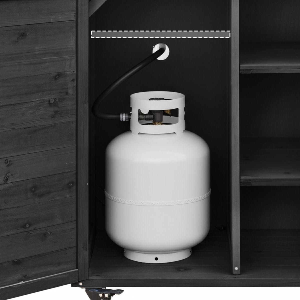 variant-group:rf-n707p370276b|Roomfitters 78.3" Outdoor Kitchen Island with Foldable Grill Table, Stainless Steel Top & Tilt Trash Can Storage, Black