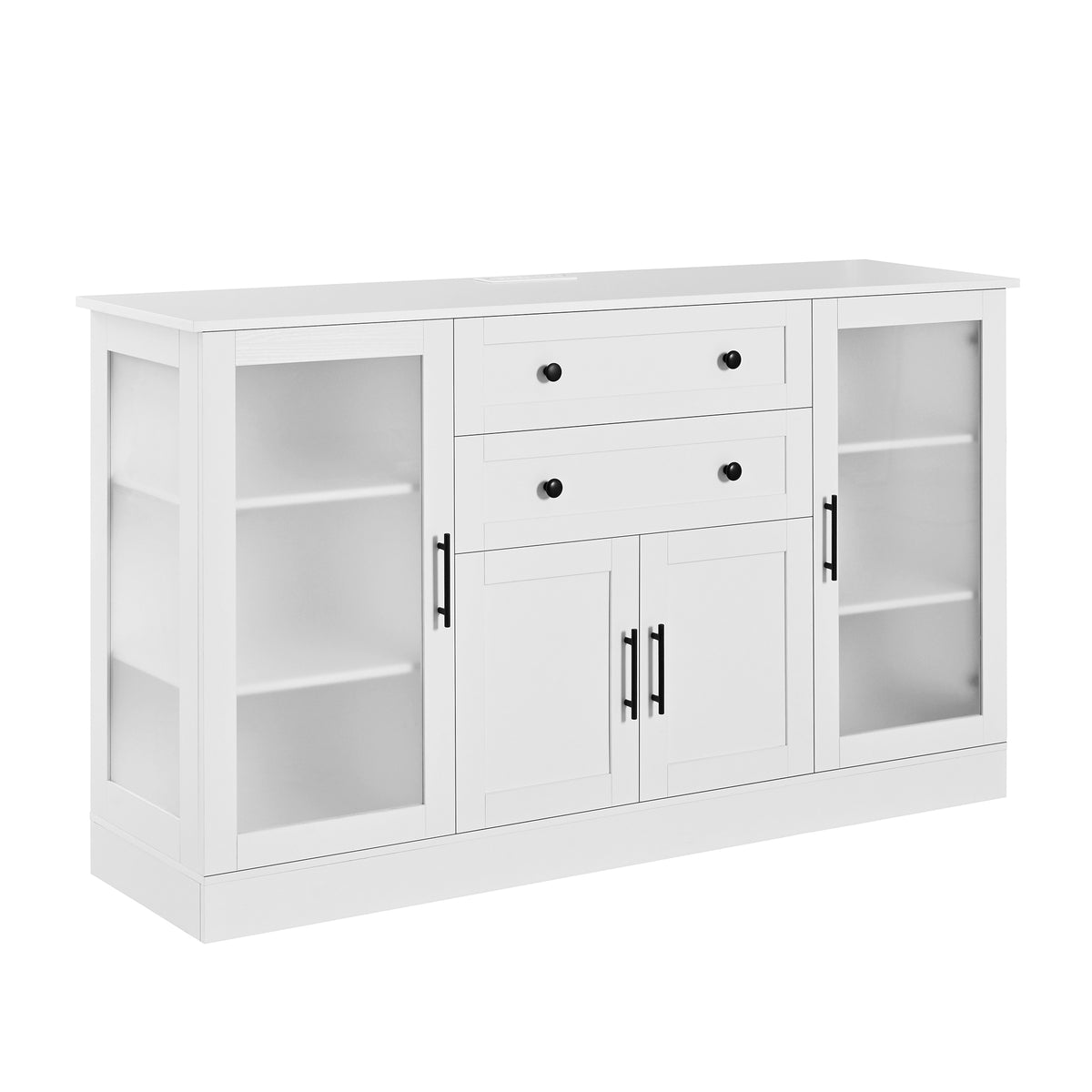 variant-group:rf-n711p437648k|Roomfitters Contemporary White Melamine MDF Buffet Sideboard Storage Cabinet Acrylic Doors Dining Room Kitchen Console