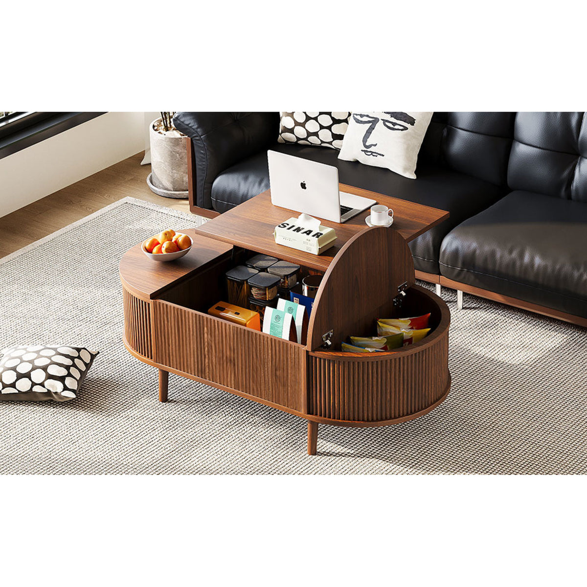 variant-group:rf-n724p416050m|Roomfitters Minimalist Oval Lift-Top Coffee Table with Wood Wave Grain Finish, Antique Brown