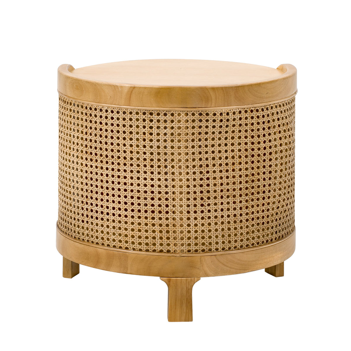 Roomfitters Modern Round Rotating Coffee Table with Woven PE Rattan Details, Antique Brown Roomfitters