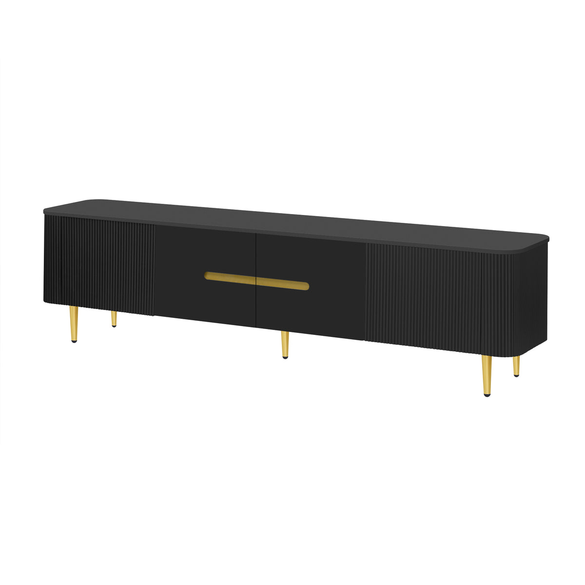 variant-group:rf-n724sj000143aab|Roomfitters Minimalist TV Stand for up to 85 Inch TV, Entertainment Center with Four Spacious Cabinets, Black