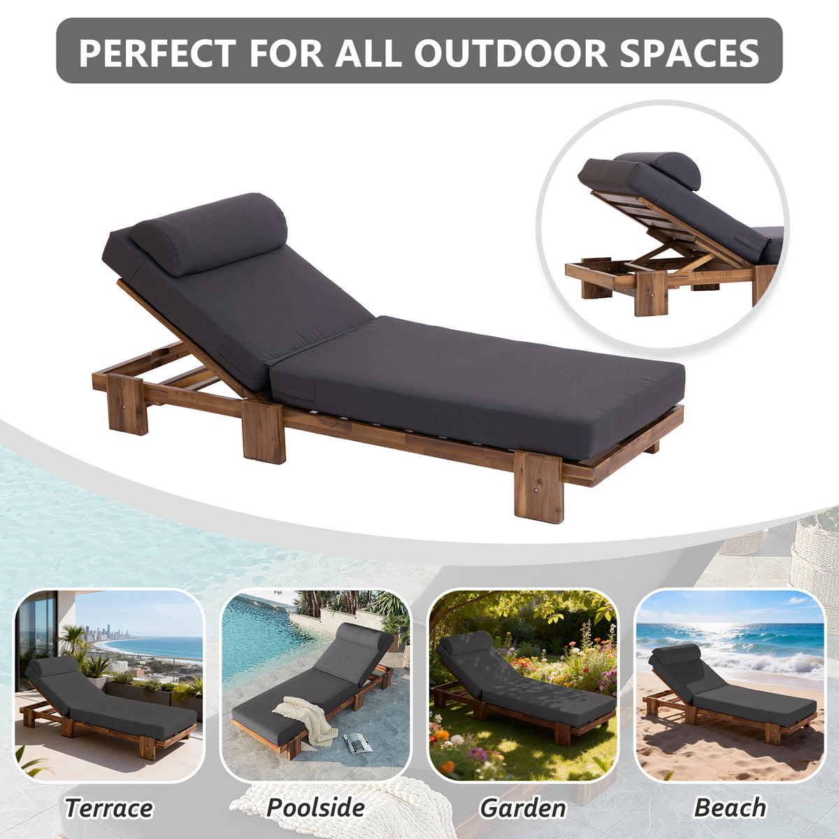 variant-group:rf-n711wy000473aae|Roomfitters 78.8" Outdoor Patio Chaise Lounge Chair with Adjustable Backrest and Side Table for Poolside & Garden, Dark Gray