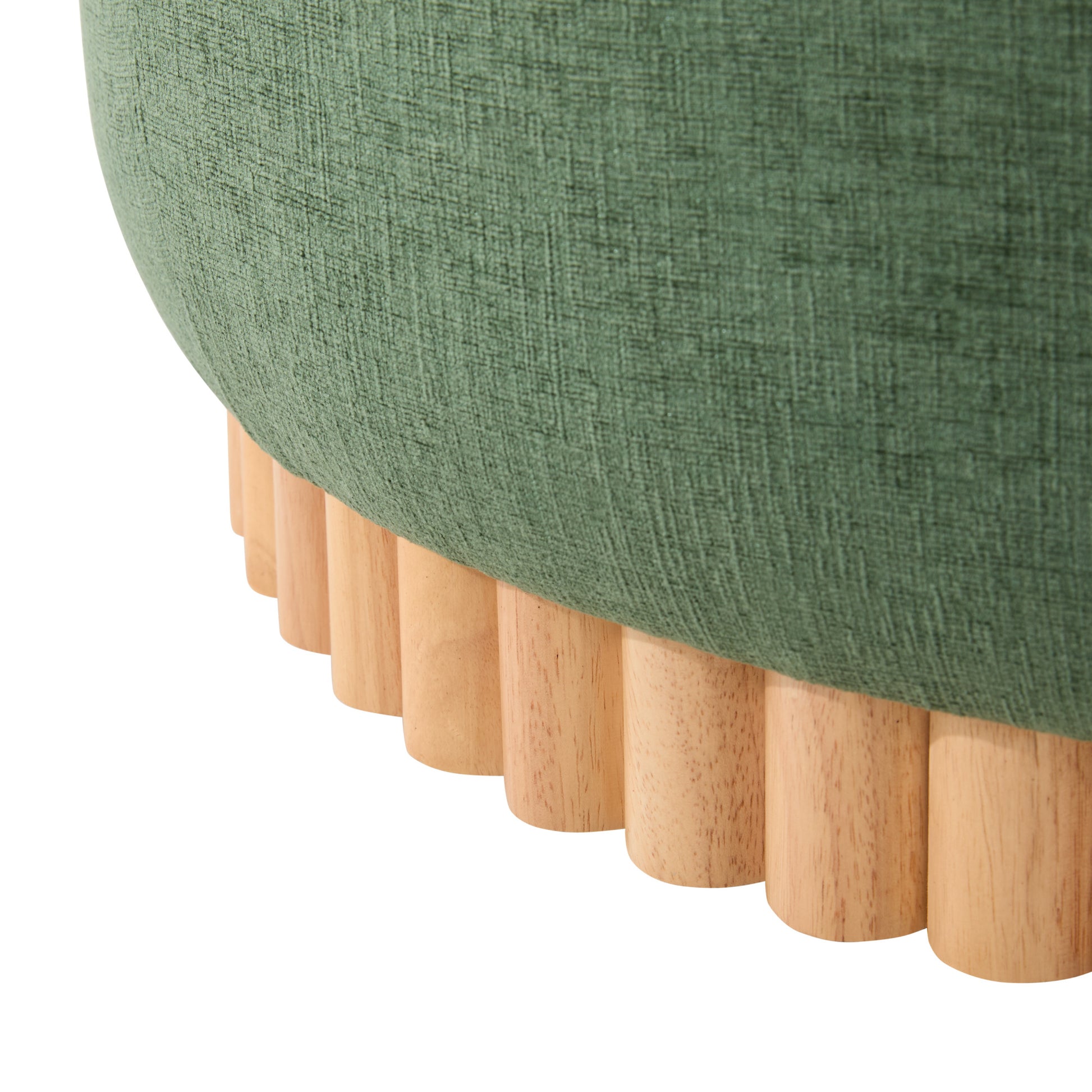 variant-group:rf-n723p405304g|Roomfitters 29 Inch Round Storage Ottoman with Reversible Wooden Tray Top, Upholstered Coffee Table for Living Room, Green
