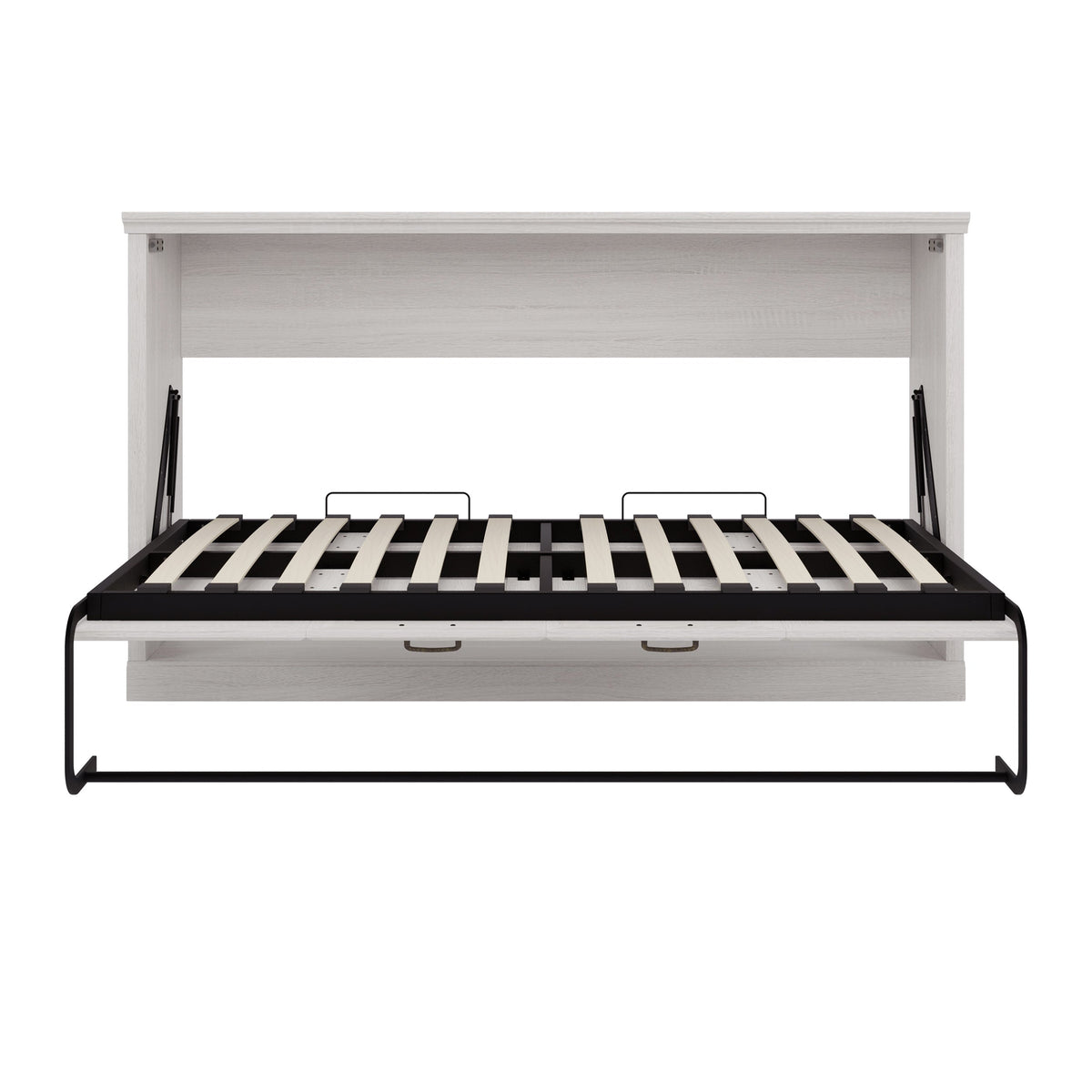Roomfitters Twin Size Horizontal Murphy Bed Frame, Hideaway Cabinet Wall Bed, Dual Piston System Guest Room, Rustic White Roomfitters