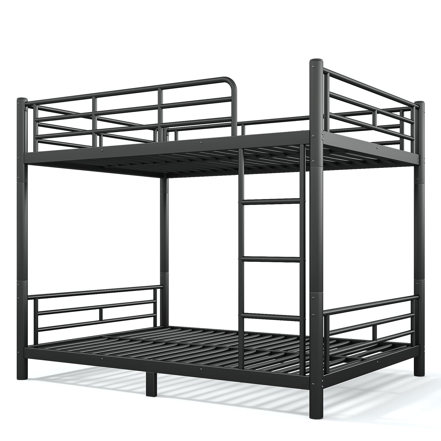 variant-group:rf-w1580p454730|Roomfitters Full over Full Metal Bunk Bed Frame for Teens Adults, Convertible 2 Separate Beds Round Tube, Black