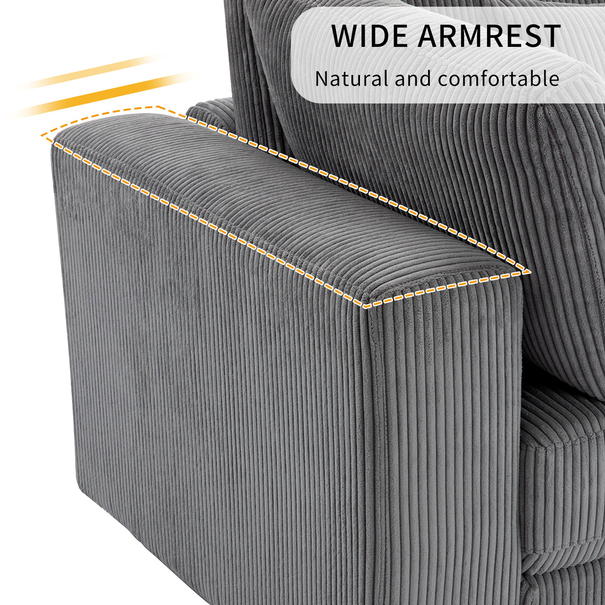 variant-group:rf-n711wy000403aae|Roomfitters 105" 3-Seater Sofa with Removable Back Cushions and 5 Pillows, Comfortable Couch for Living Room, Gray