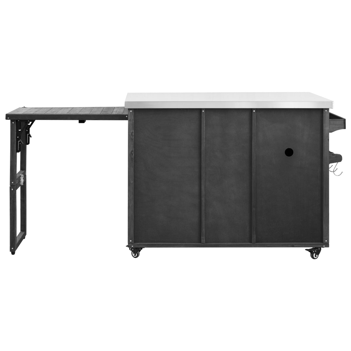 variant-group:rf-n707p370276b|Roomfitters 78.3" Outdoor Kitchen Island with Foldable Grill Table, Stainless Steel Top & Tilt Trash Can Storage, Black