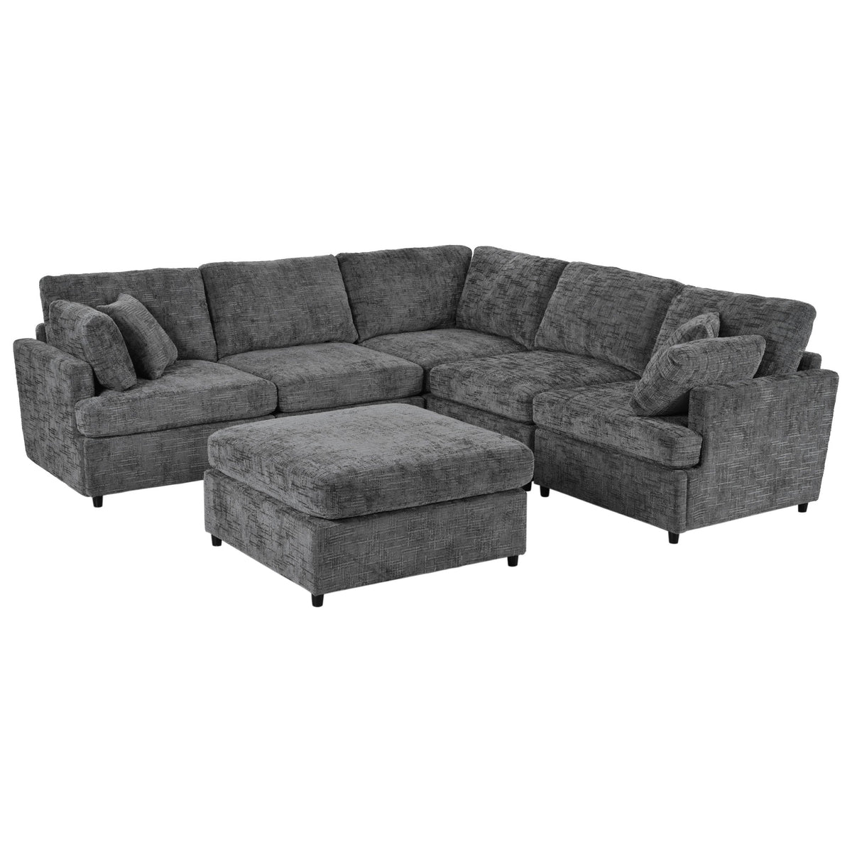 Roomfitters 127" U-Shaped Sectional Sofa, Modern Modular L-Shaped Couch with Movable Ottoman for Living Room, Grey Roomfitters