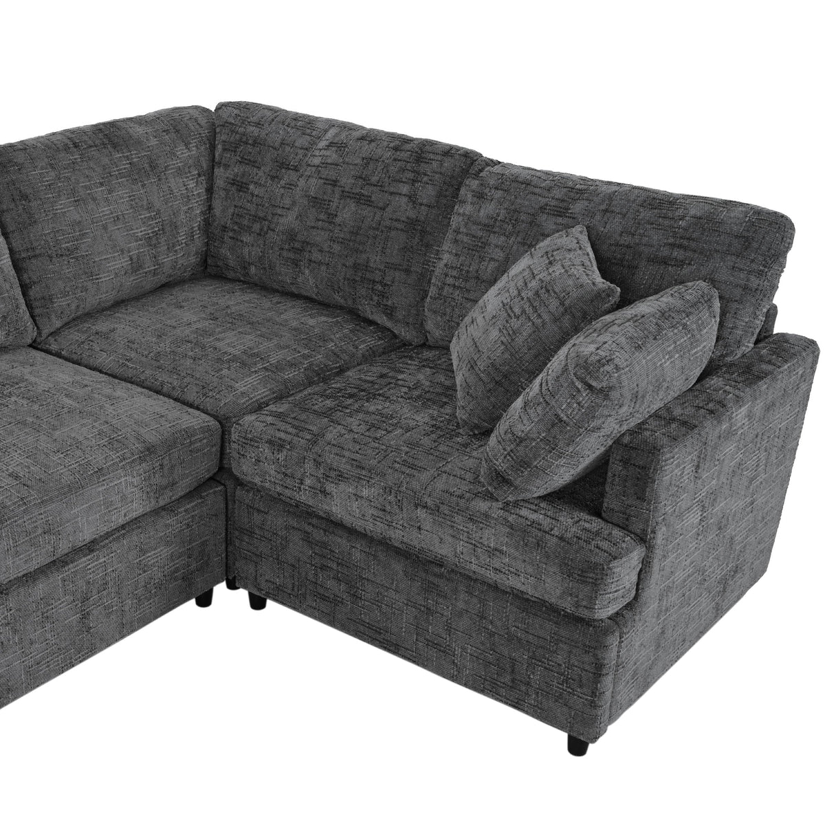 Roomfitters 127" U-Shaped Sectional Sofa, Modern Modular L-Shaped Couch with Movable Ottoman for Living Room, Grey Roomfitters