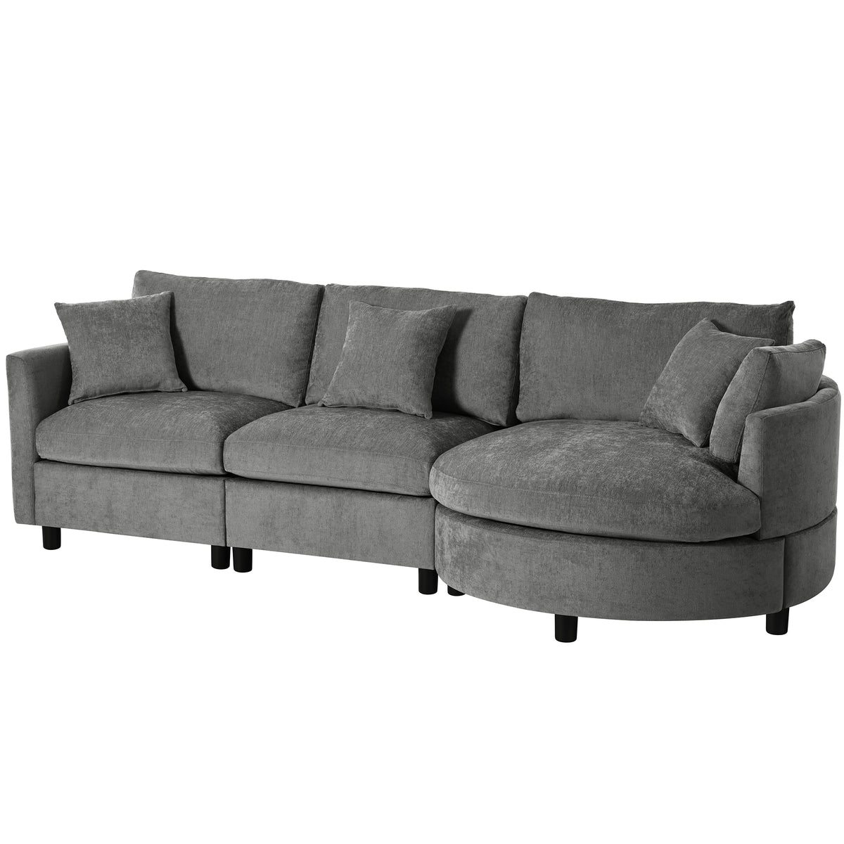 variant-group:rf-n711wy000461aae|Roomfitters 107" Chenille Fabric 3-Piece Sectional Sofa, Modern Large L-Shaped Couch with Rounded Curved Chaise, Grey