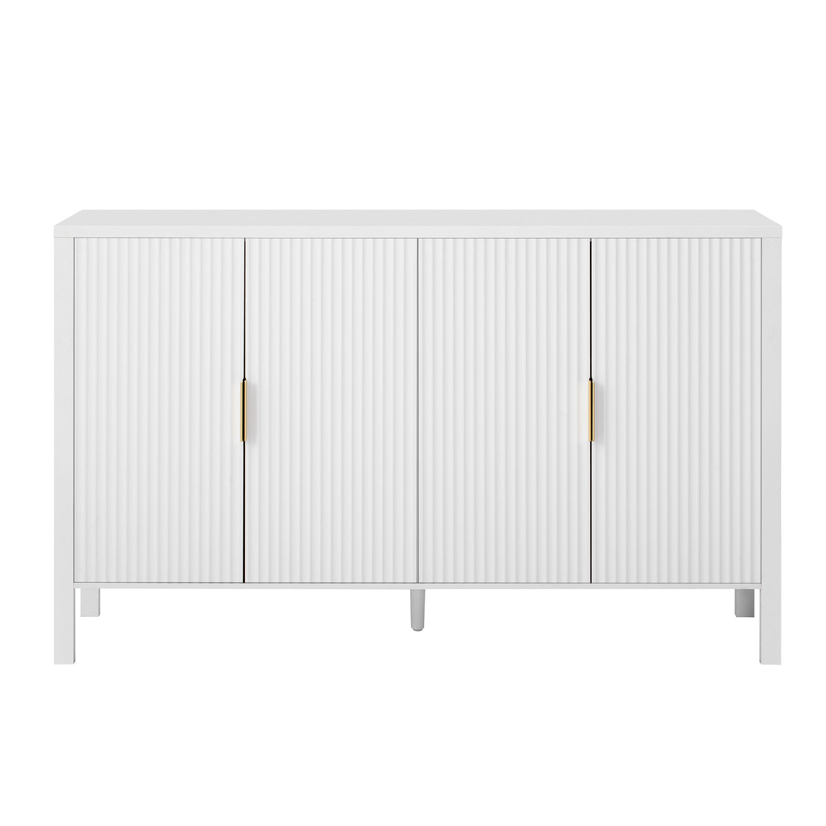 variant-group:rf-n711p345170k|Roomfitters 57.5" Sideboard Buffet Cabinet with 3 Door Mid-century Modern Fluted Storage for Kitchen & Dining Room, White