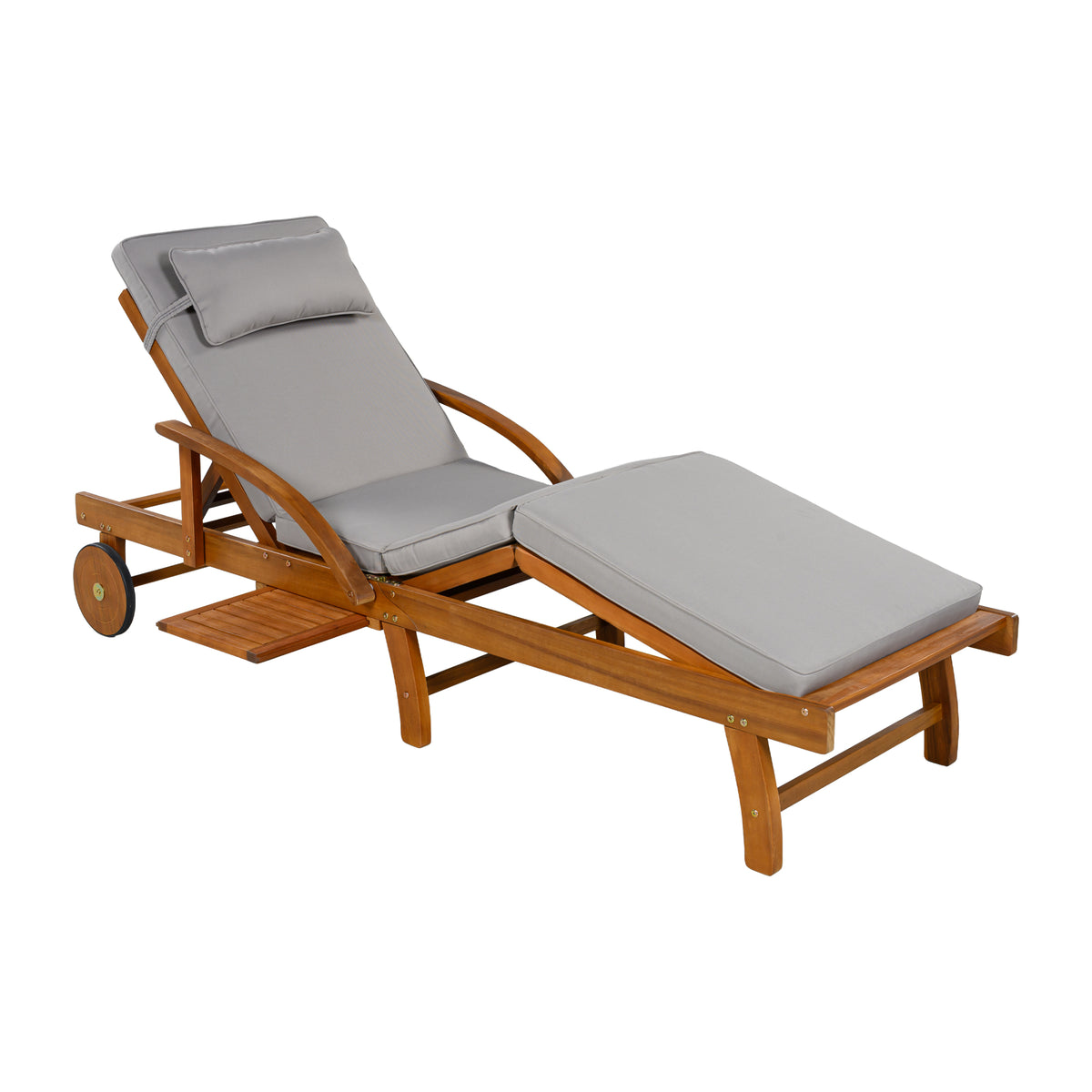 variant-group:rf-n711wy000482aae|Roomfitters 77.5-Inch Adjustable Acacia Wood Outdoor Lounge Chairs, Set of 2 Reclining Chaise Loungers, Grey Cushions