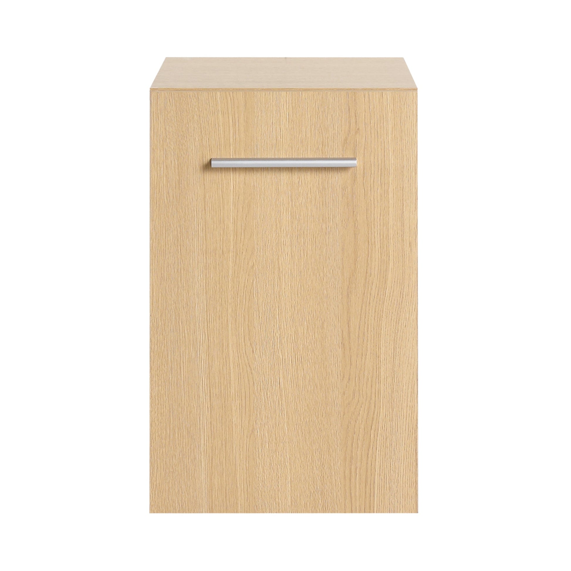 12" Floating Bathroom Vanity Single Door Base Cabinet, Light Oak Plywood Wall-Mounted Storage with Black/Aluminum Handles (Sink Not Included) Roomfitters